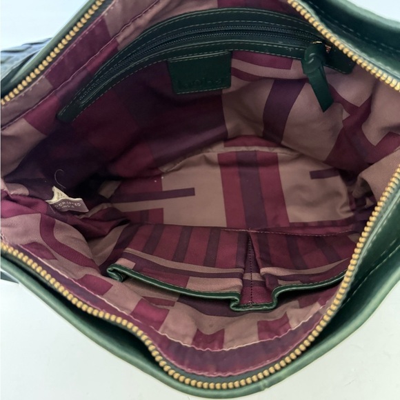 Kooba Limon Leather Hobo Shoulder Bag Braided Boho Bucket Forest Green - Picture 11 of 13